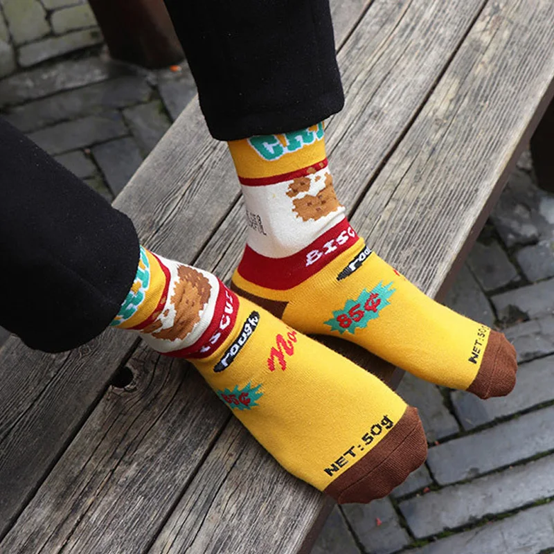 

Happy Socks Mens Cotton Milk Chocolate Novelty Harajuku Vibrant Skateboard Colorful Bright For Fun Funny Business Socks Fashion