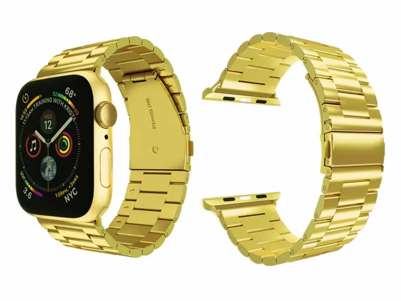 Ремешок для часов аpple ремешок из нержавеющей стали iWatch ремешок металлический ремешок розовый 38 40 42 44 ремешок Пряжка apple series 4 3 2 1 - Цвет ремешка: gold