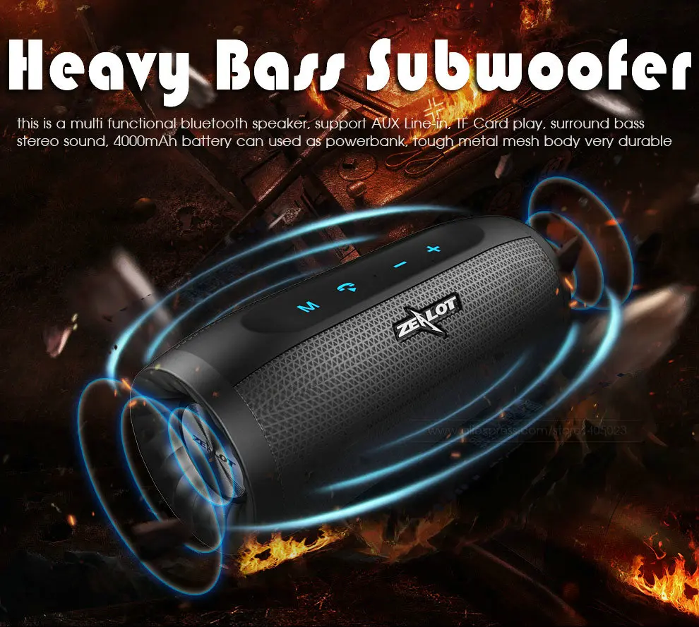 ZEALOT S16 портативный открытый динамик Bluetooth водонепроницаемый музыкальная Колонка 3D стерео компьютер телефон беспроводной динамик s сабвуфер