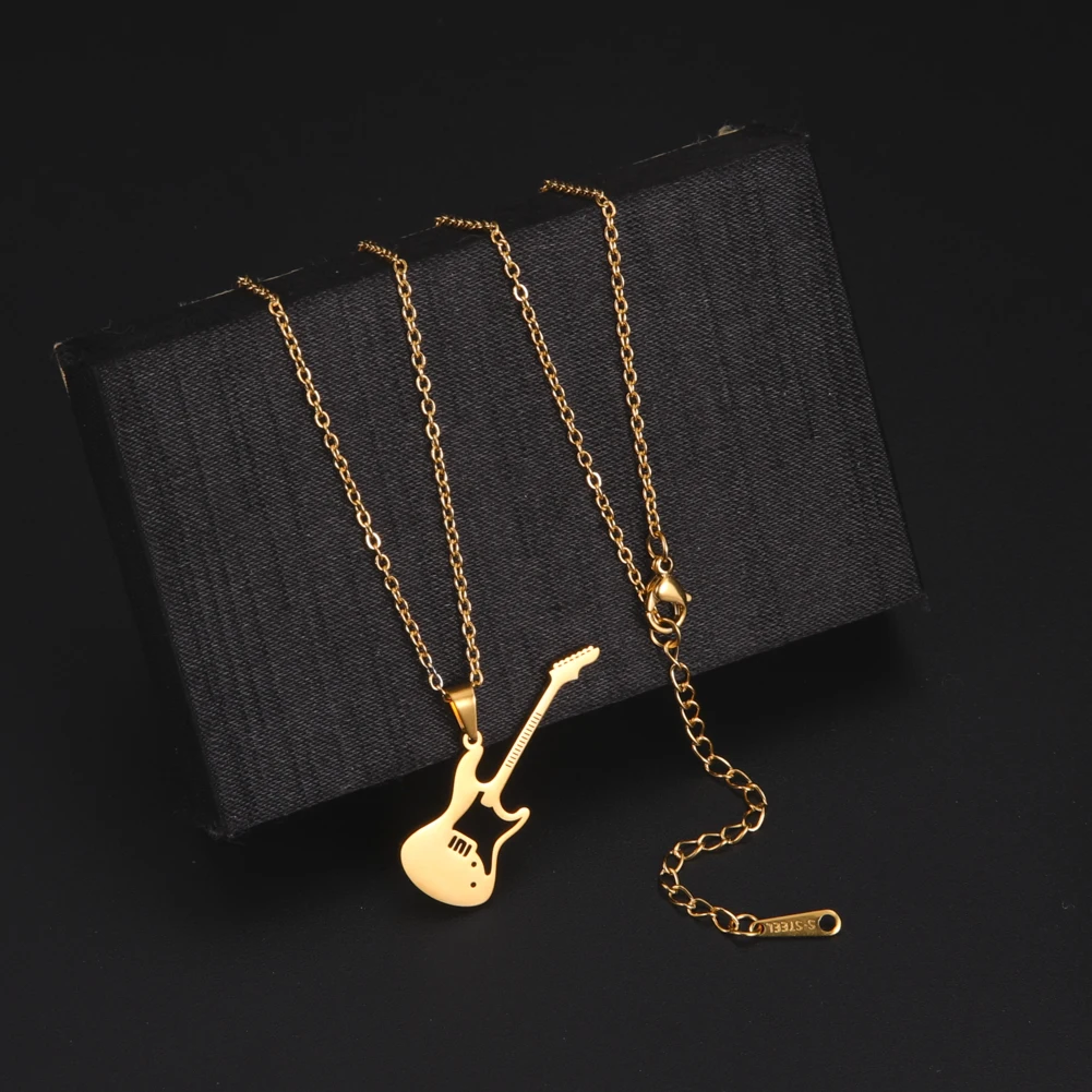 Ожерелье в форме гитары чокер из нержавеющей стали с подвеской | Украшения и