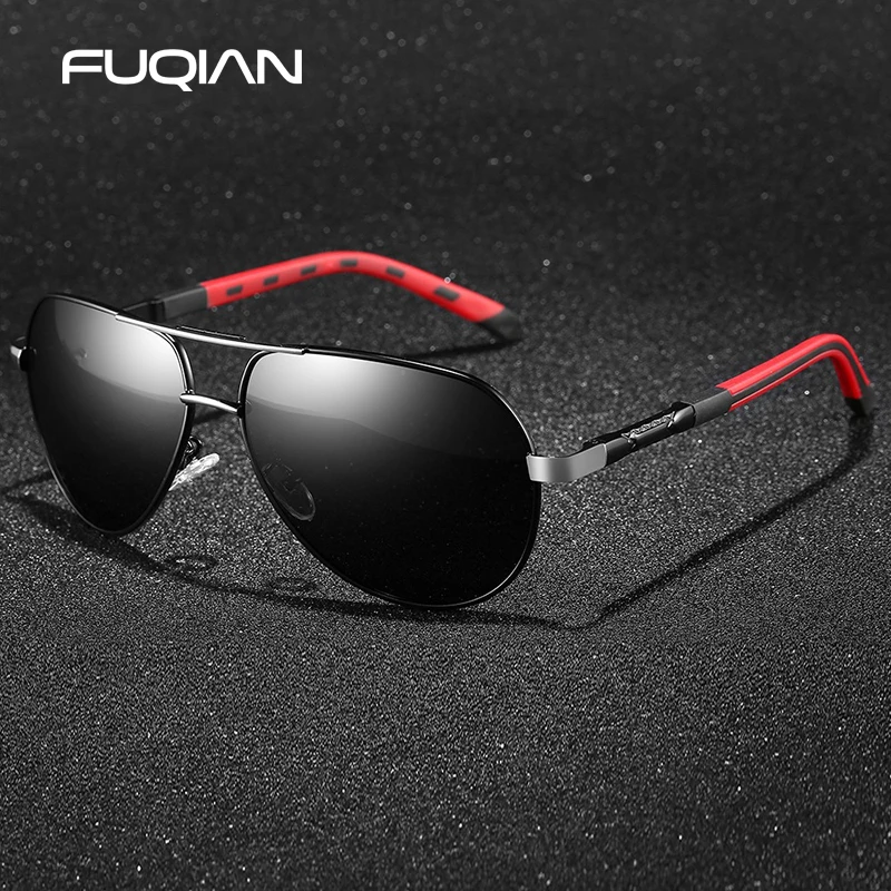 FUQIAN Роскошные авиаторы поляризованные солнцезащитные очки для мужчин Высокое