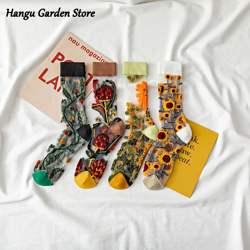 

Funny Socks Women Sexy Lace Mesh Fishnet Socks Mixed Fiber Transparent Stretch Elasticity Ankle Net Yarn Thin Women Cool Socks