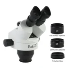 3,5x 7X 45X 90X непрерывный зум, многофокусный Тринокулярный стереомикроскоп, головка 0,5x 2X, вспомогательный линза Барлоу, микроскоп