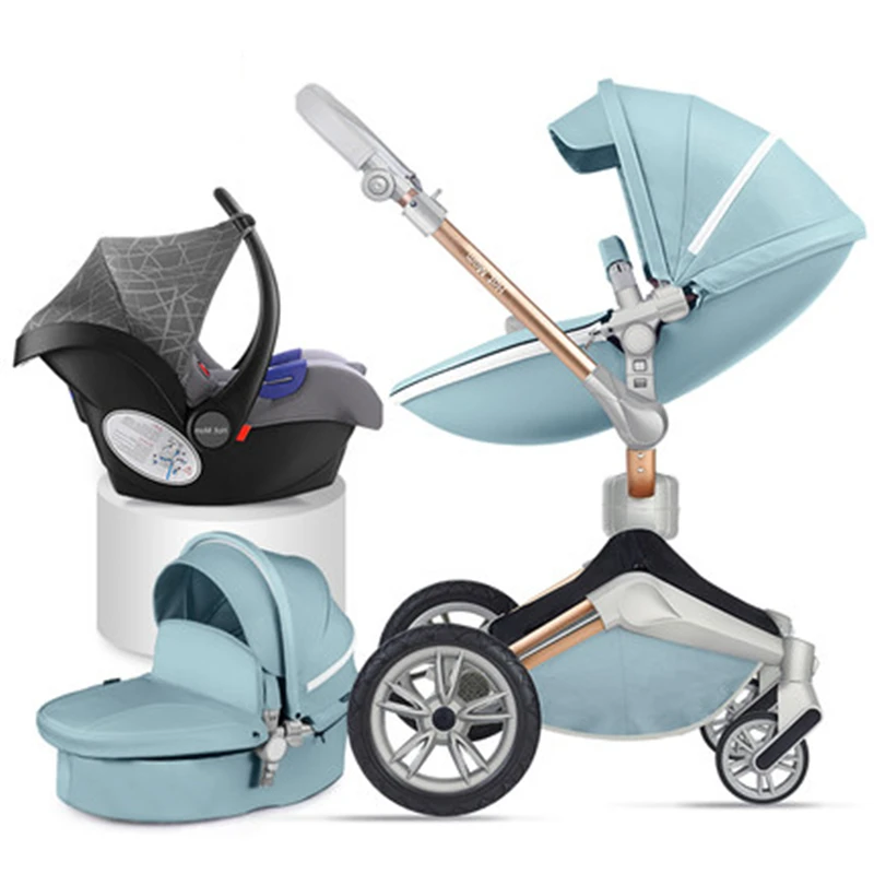 

2021 Hot Mom Baby Stroller 3 in 1 High Landscape Luxury Pram Can Sit Reclining Folding Carriage For Newborn Baby Free Ship