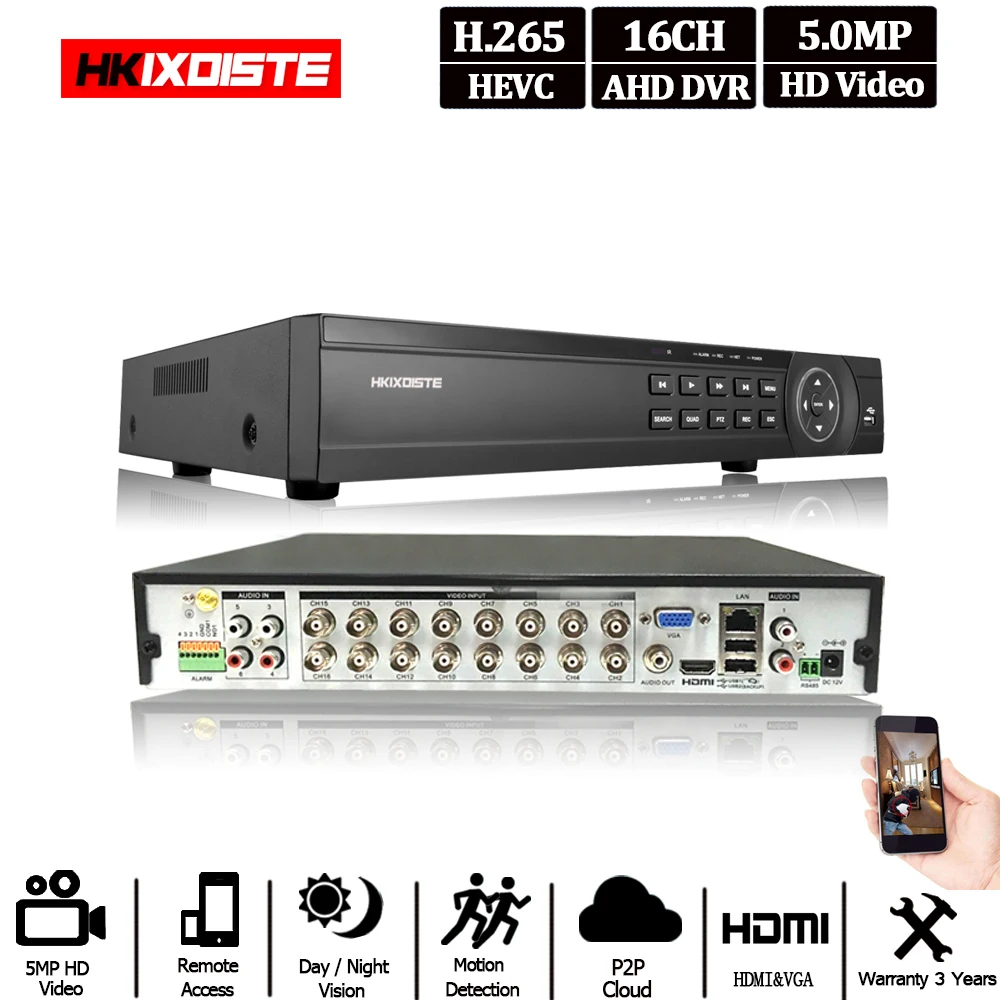 16-канальная аналоговая камера высокой четкости, видеорегистратор 5MP DVR 16CH AHD CCTV AHD 5MP поддержка NVR 2592*1944P 5.0MP Камера видеорекордер наблюдения видеорегистратор безопасности Системы