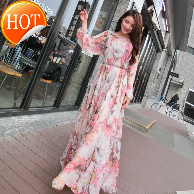 

Beach skirt long sleeve beach holiday dress large Thai Floral Summer Dress slim beach skirt