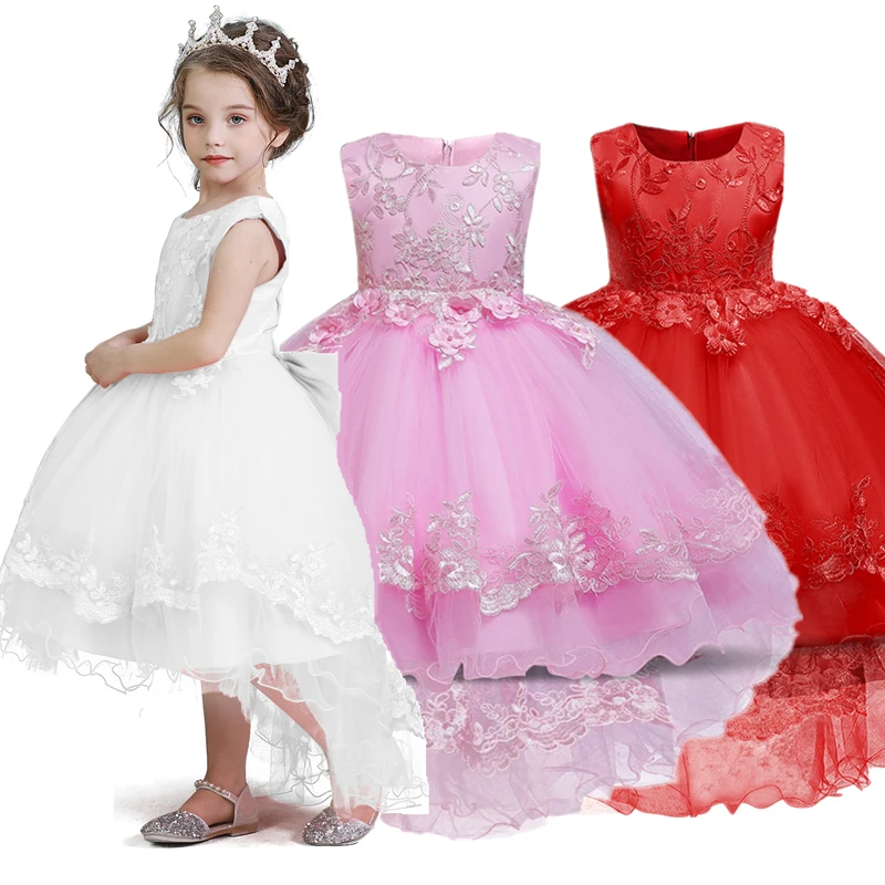Одежда для девочек белое свадебное платье с вышивкой подружки невесты детская