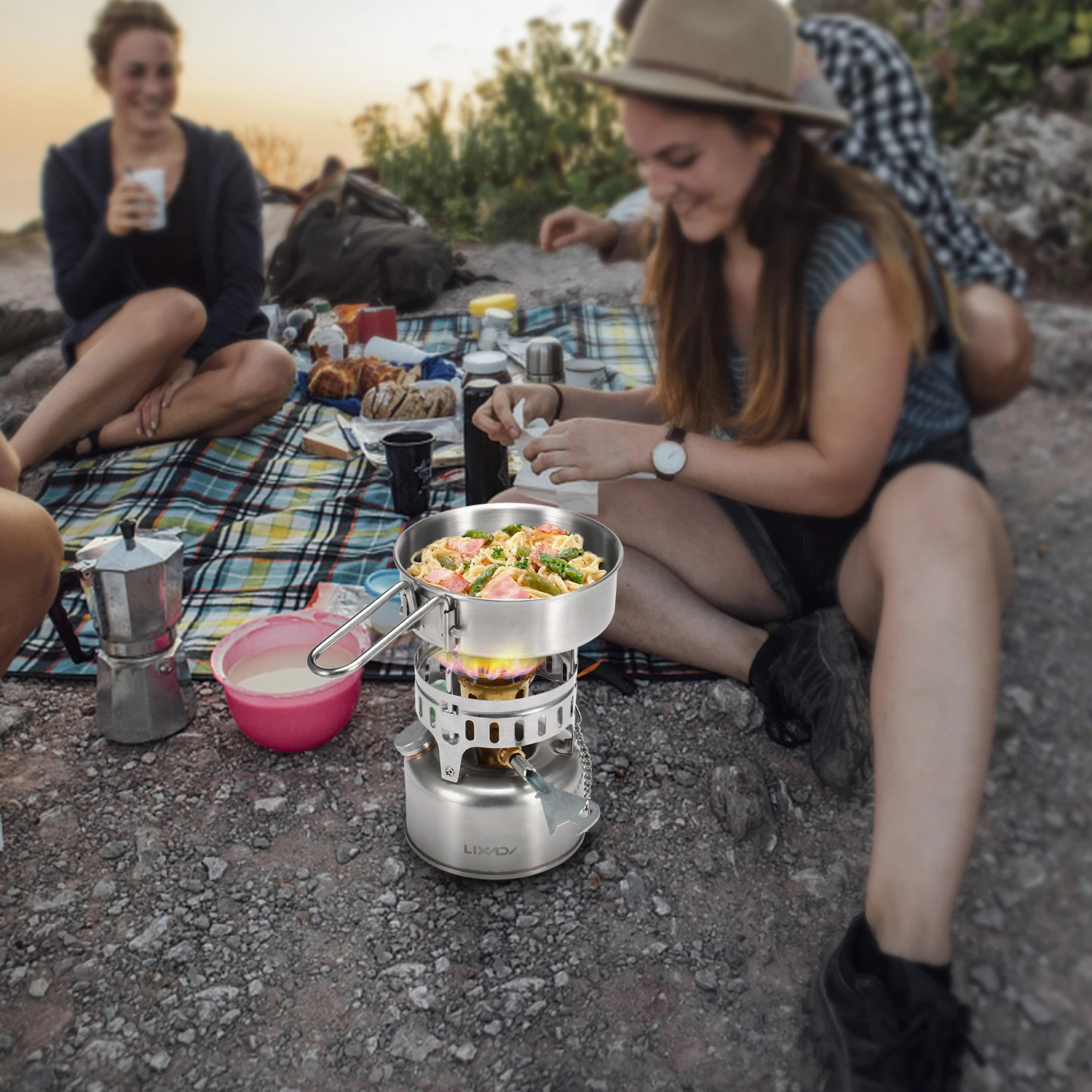 

Lixada Stainless Steel Gasoline Stove Portable Outdoor Camping Backpacking Stove Camping Gas Stove Camping Equipment Wood Stove