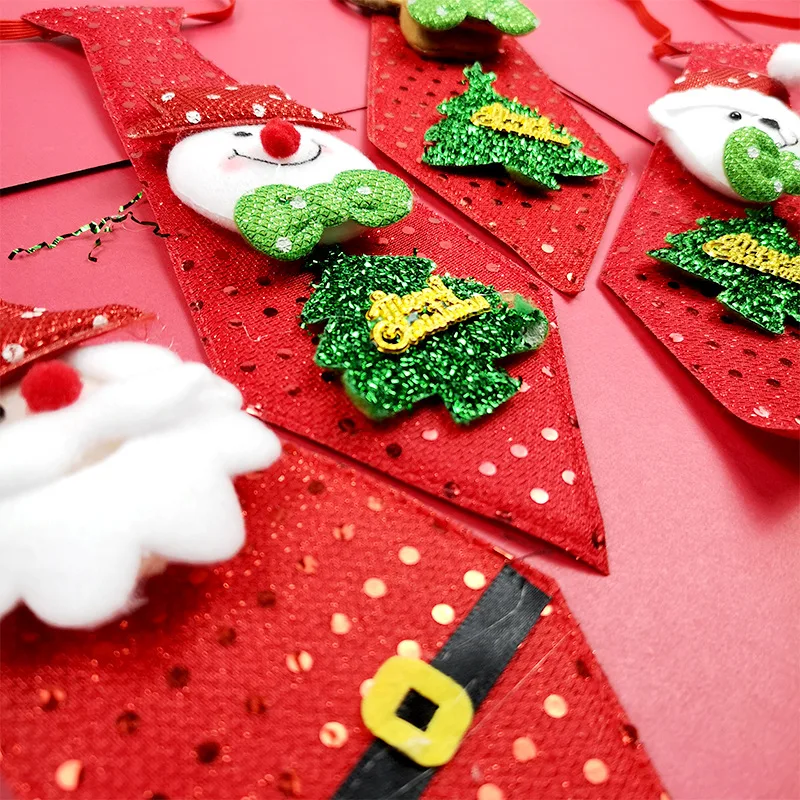 4pc LED Lights Christmas Tie Glow Sequins Santa Claus Bear Snowman Elk Necktie For Children Cartoon Decoration New Year Gift | Дом и сад