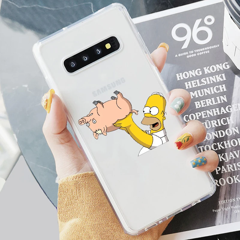 Гомер J. Симпсон забавные Барта Симпсона, мягкий, с бесцветным прозрачным TPU чехол для телефона для samsung S6 S7 edge S8 S9 плюс S10+ S10E Lite A50 A30 A10 задняя крышка - Цвет: TPU