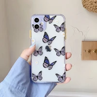 ins purple butterfly painting phone case for iphone 13 11 12 iphone12 pro max x xs xr 7 8 plus shockproof soft tpu cover shell