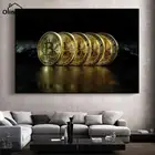 Золотая Биткоин Картина на холсте плакат и принты настенное искусство деньги картина для гостиной дома роскошное Скандинавское украшение