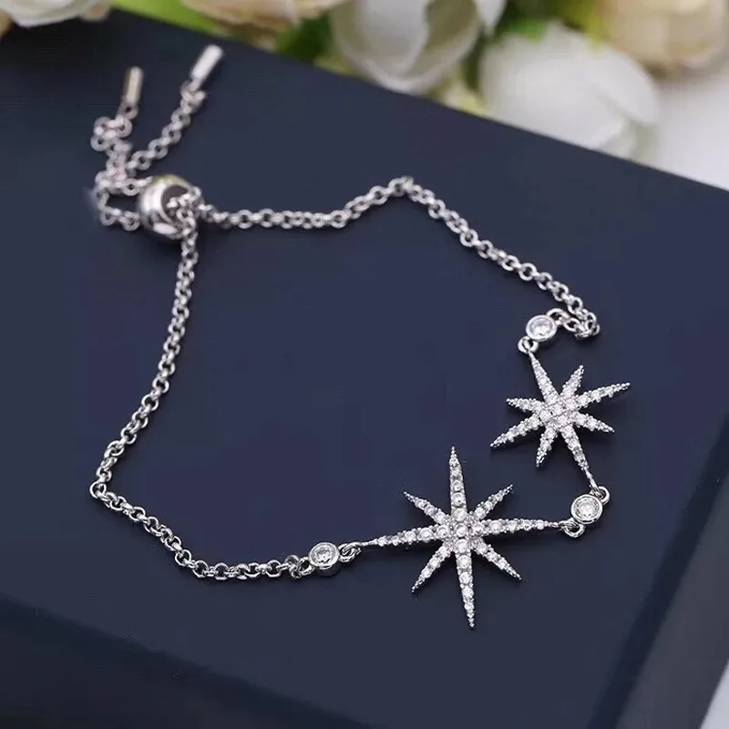 

925 Sterling Silver The New Six-pointed Star Star Bracelets European And American Fashion Braceletms Mother Party Party Gift