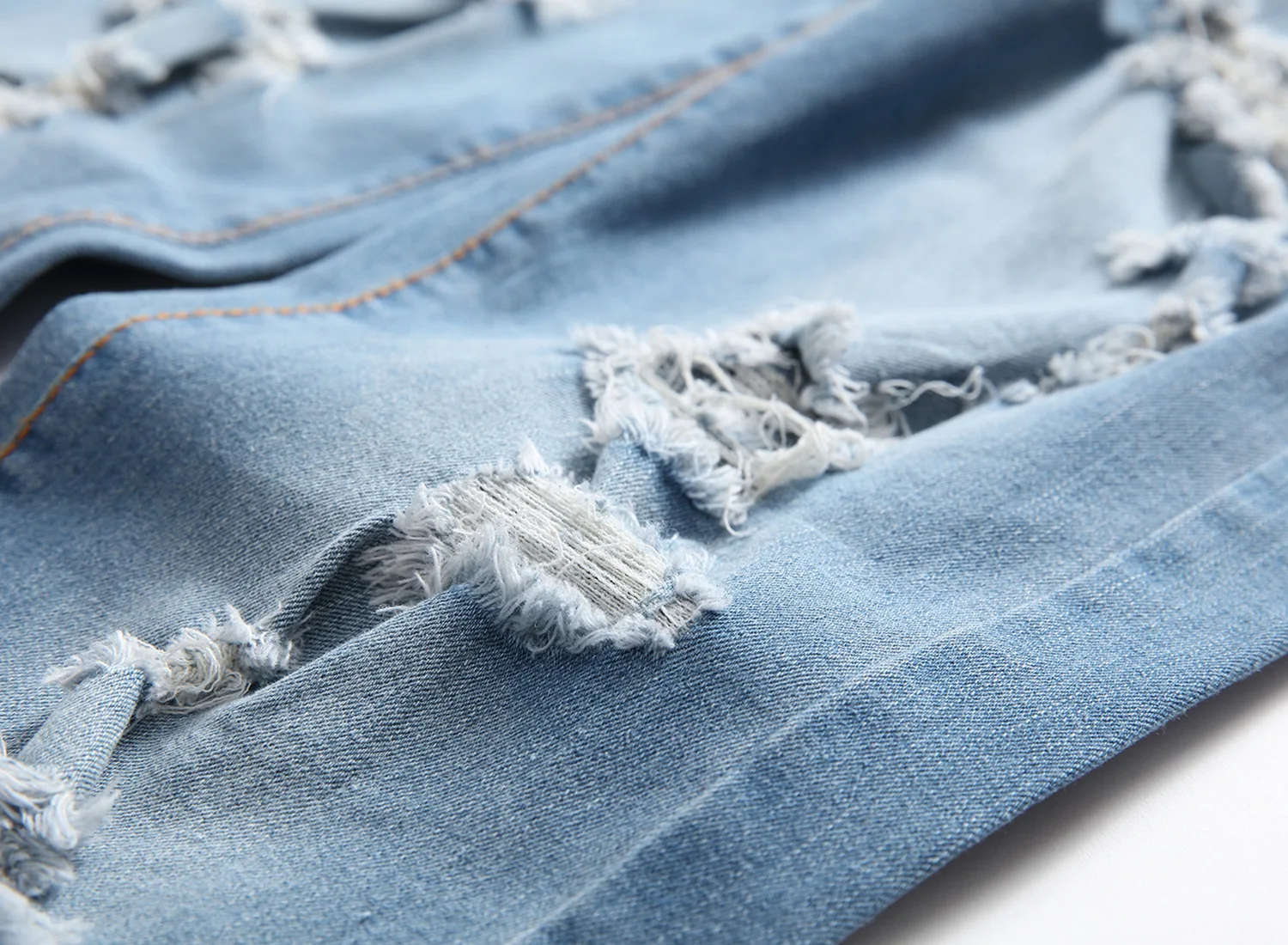 

Light blue man hole elastic jeans more than poor men's clothing of skinny cowboy pants