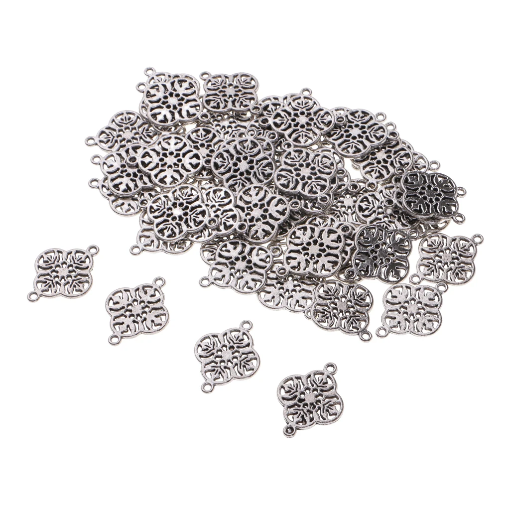 50 шт. филигранная Цветочная подвеска для цепочки с бусинами DIY браслеты подвески