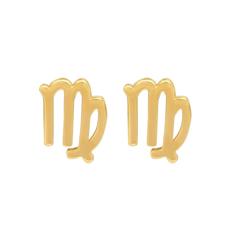 

GS 925 Sterling Silver Stud Earring 12 Constellations Pattern Small Earrings For Women Girl Charms Fine Jewelry Accessories