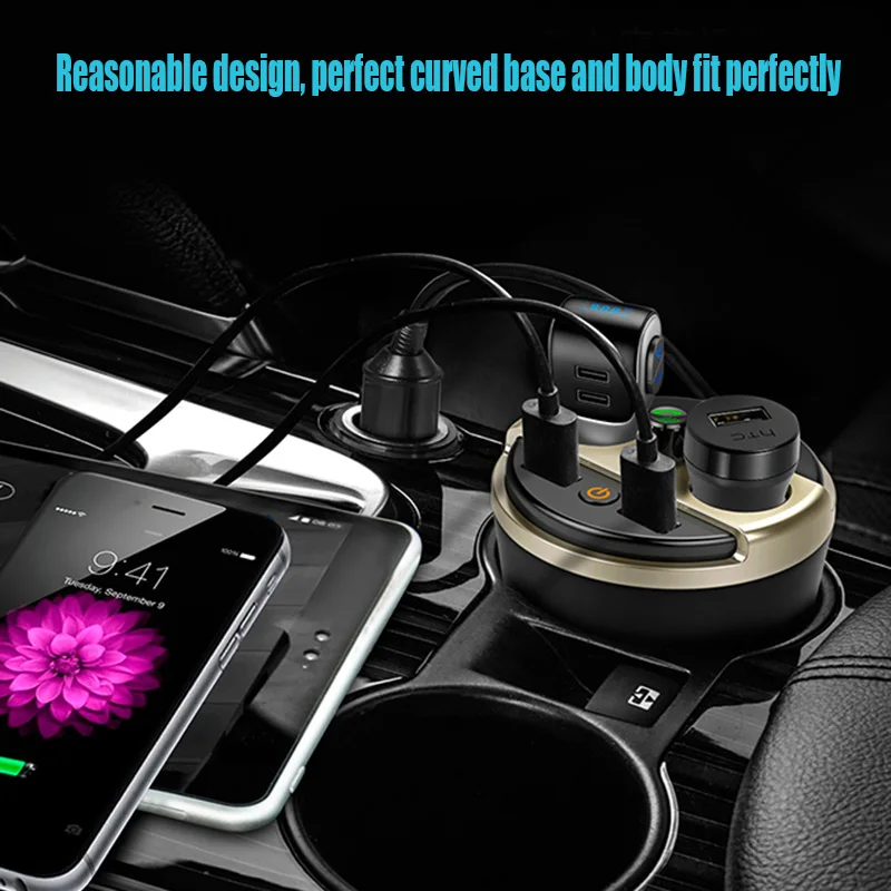 Hot Multifunctional Car Phone Charger Bluetooth MP3 Player FM Transmitter Cup Cigarette Lighter Adapter J99 |
