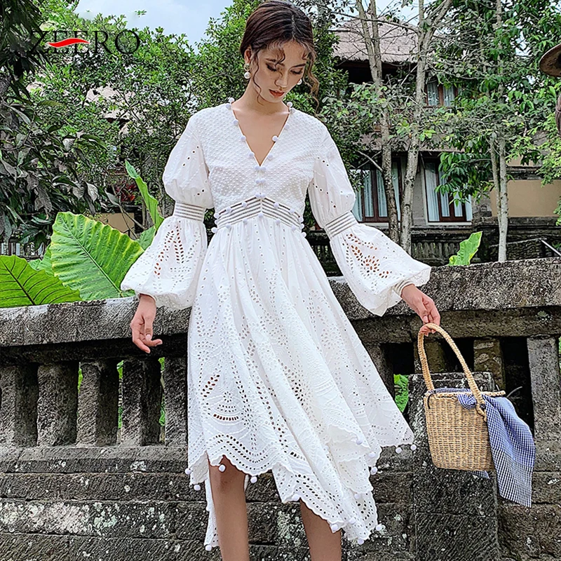 Белый фонарь с длинным рукавом V образным вырезом выдалбливают женское кружевное