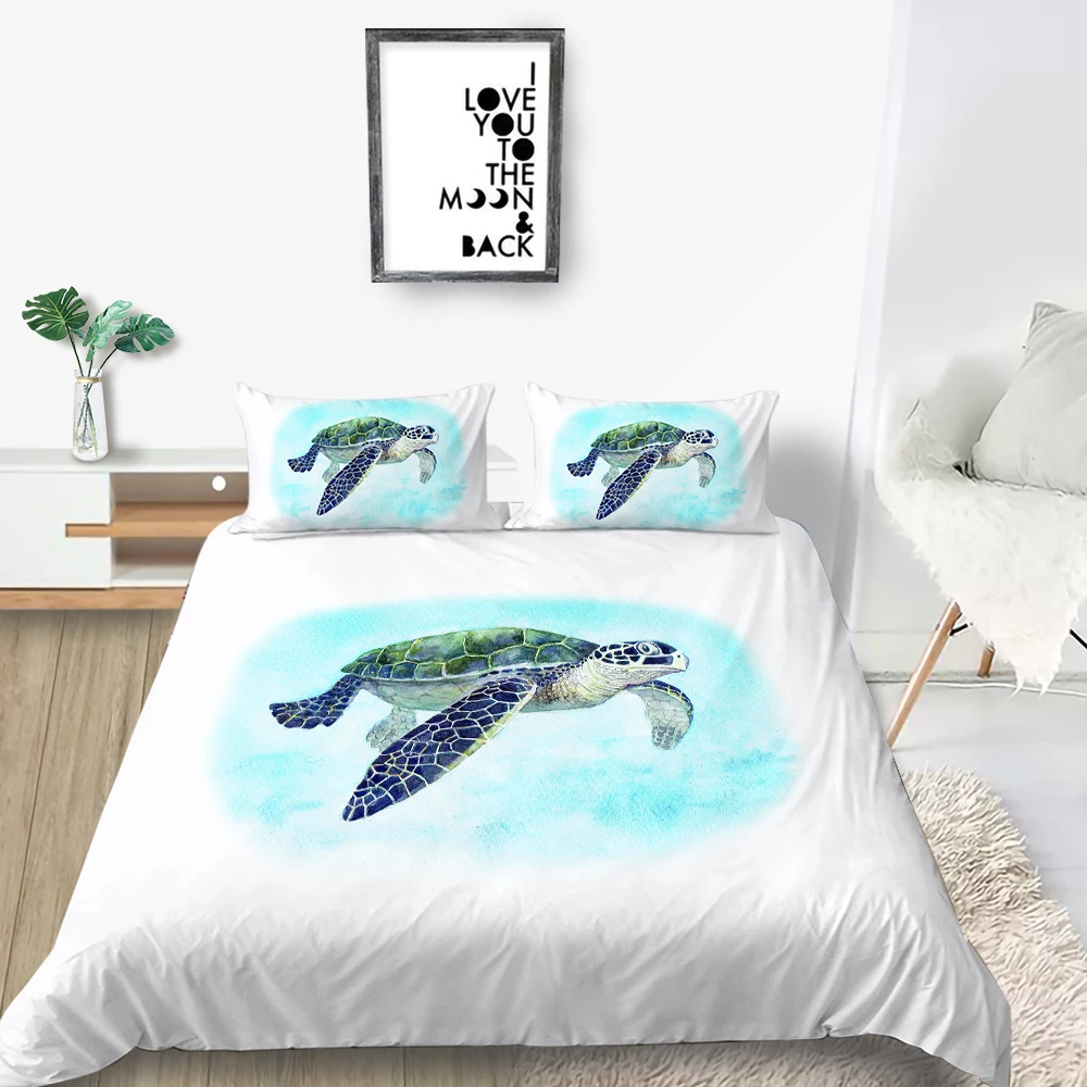 Комплект постельного белья с морской черепахой коралловый риф художественный