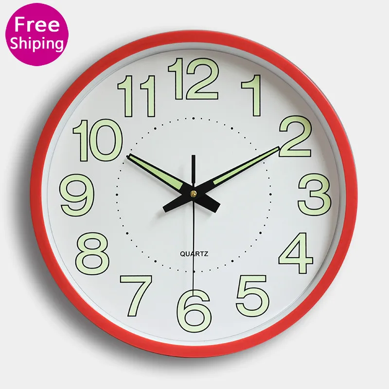 

Luminous wall clock, 12 inch simple silent no tick, kitchen clock, night light for indoor / outdoor living room
