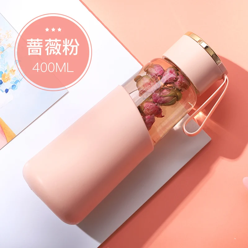 Портативная стеклянная бутылка для воды с ручкой уличные стеклянные бутылки