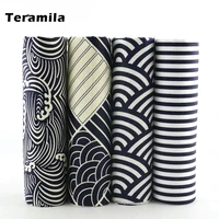 teramila 4 pcs dark blue cloud and black strip design cotton twill fabrics retro baby clothes telas material home textile cloth