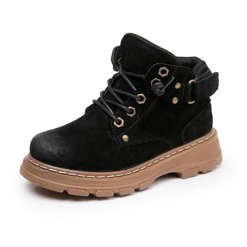 Детские винтажные ботильоны из натуральной кожи водонепроницаемые