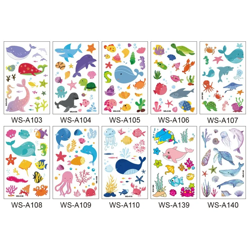 Временная татуировка-наклейка с китами дельфинами для рук ног мальчиков и