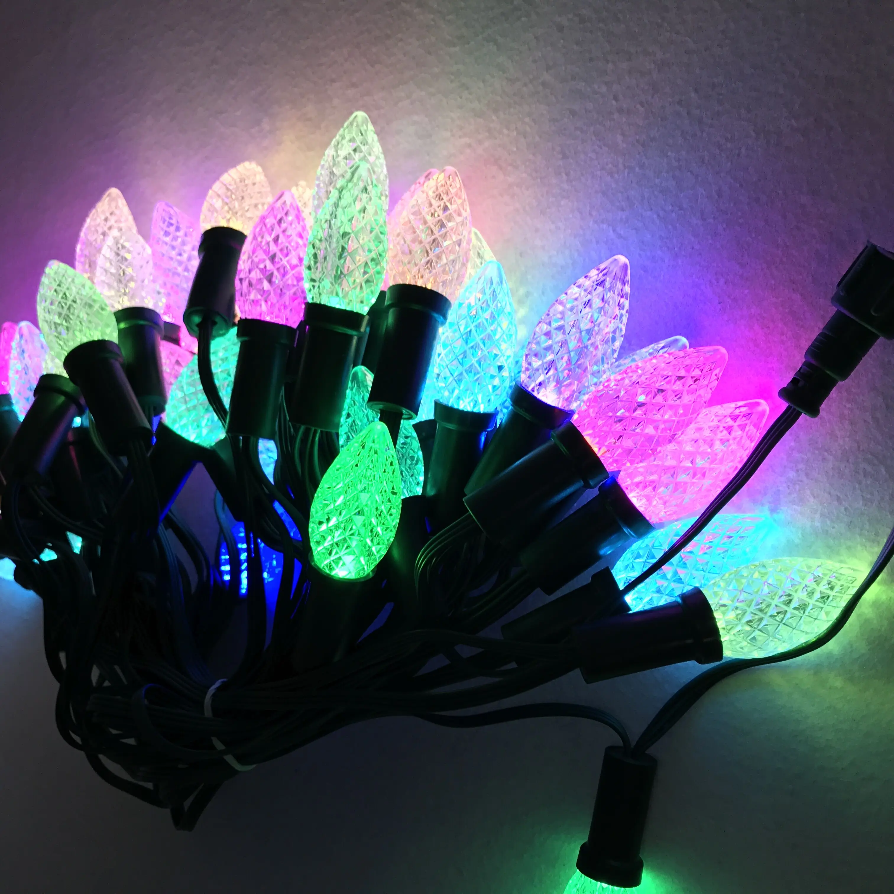 50 узлов Адресуемая светодиодная Рождественская Пиксельная гирсветильник RGB C9 12 В