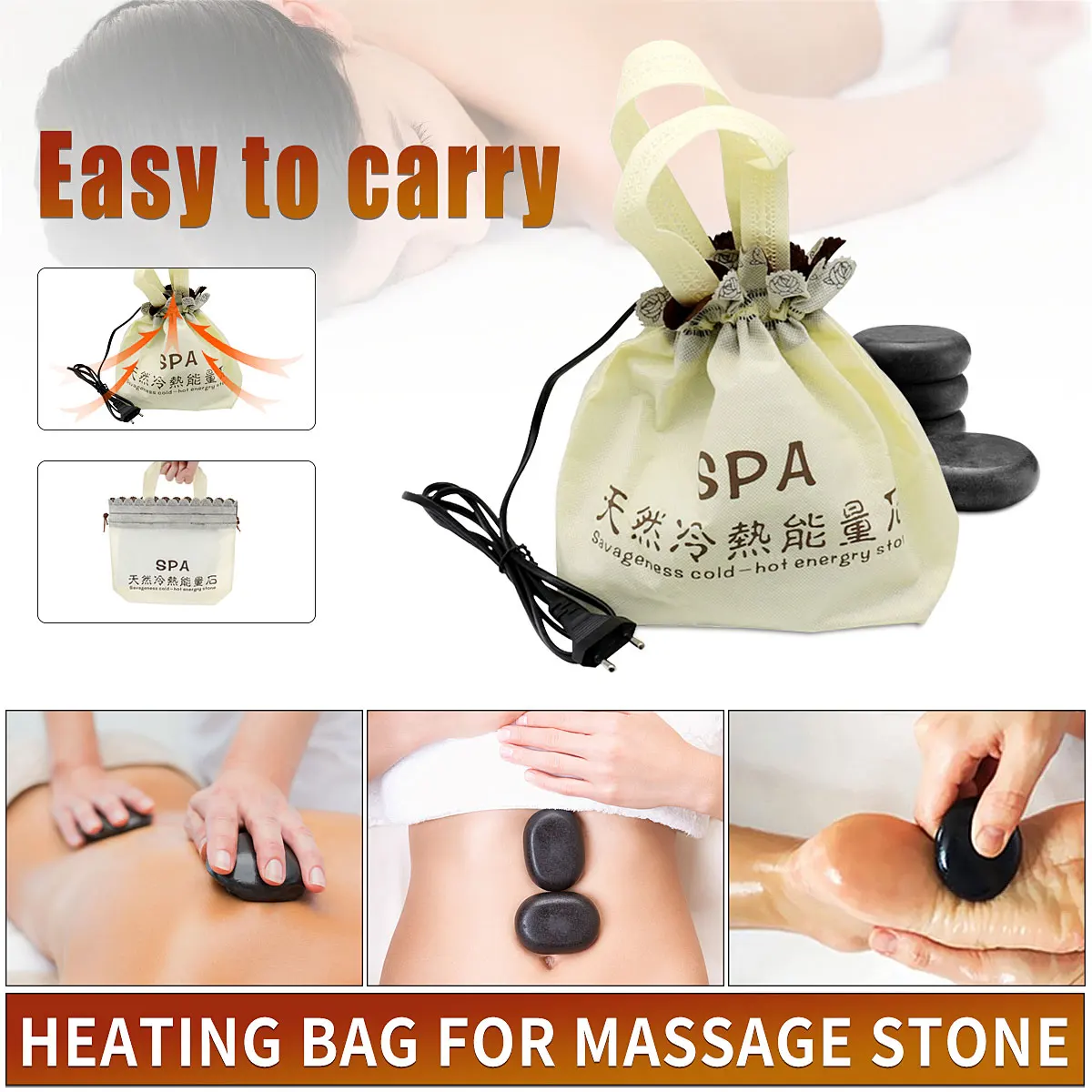 

Мешок с электрическим нагревом Energy каменный массажер Energy, вулканический камень, шарики, натуральный камень для горячего массажа, расслабле...