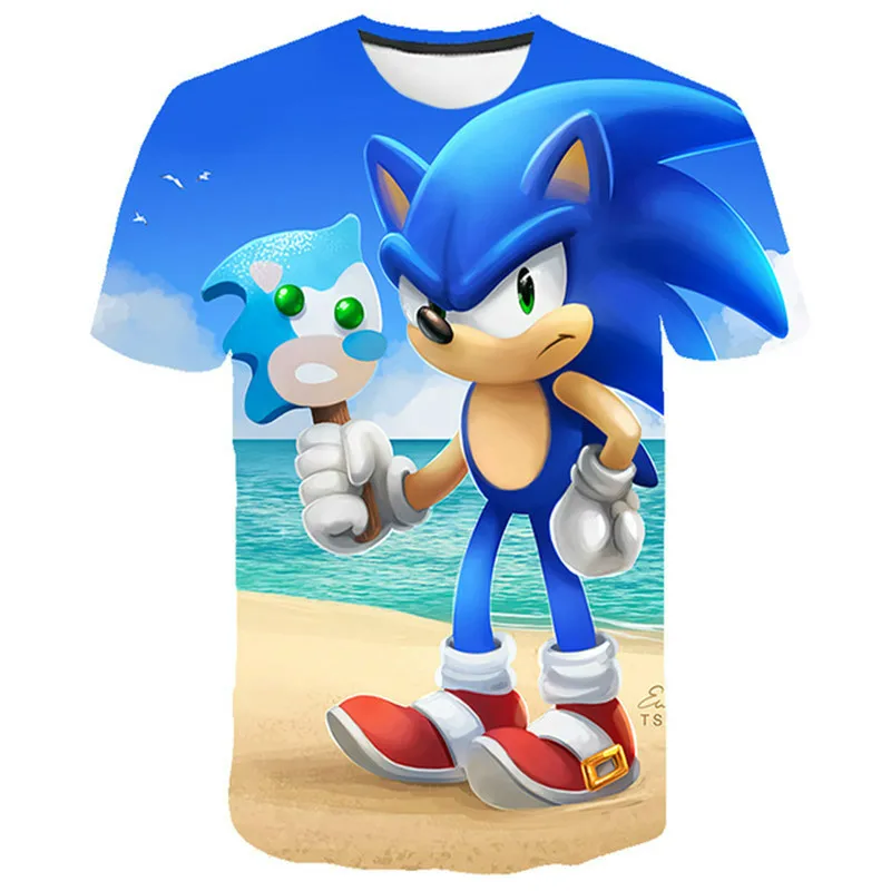 

Fashion cute sonic boy girl T-shirt personality cartoon T-shirt children short-sleeved casual T-shirt, 2021 summer T-shirt