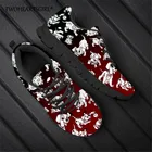 Модные градиентные Красные кроссовки на плоской подошве с рисунком далматинской собаки, дышащие уличные кроссовки для женщин светильник Кая сетчатая обувь для бега
