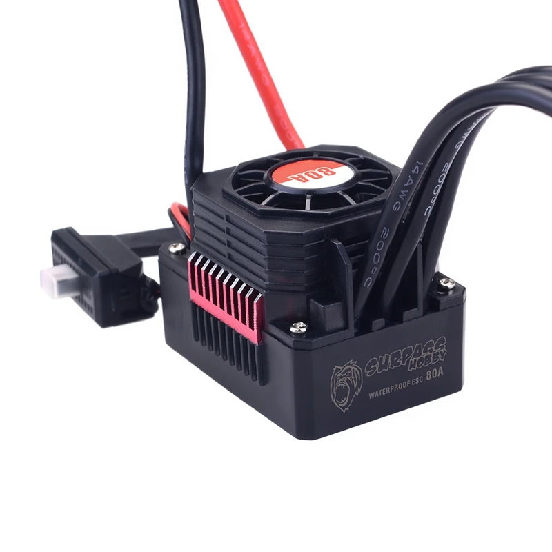 

SURPASS HOBBY KK Waterproof 80a ESC Electric Speed Controller for RC 1/8 1/10 RC Car 3660 3670 Brushless Motor