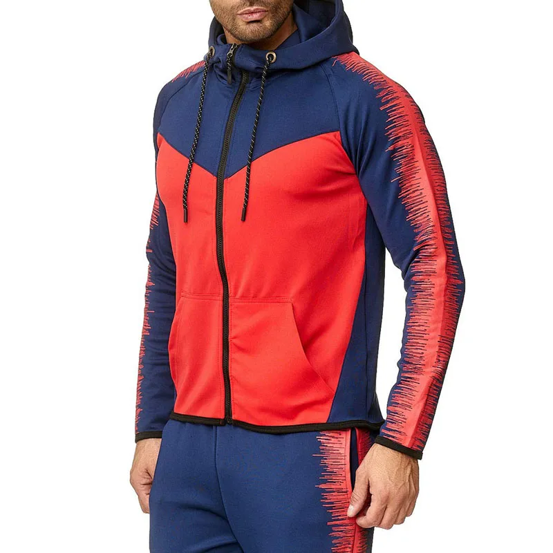 

Men Zip Up Casual Elastic Tops Jacket Outwear Jogger Hoody Sweatercoat Clothing men's long-sleeved hooded sweatshirt sports