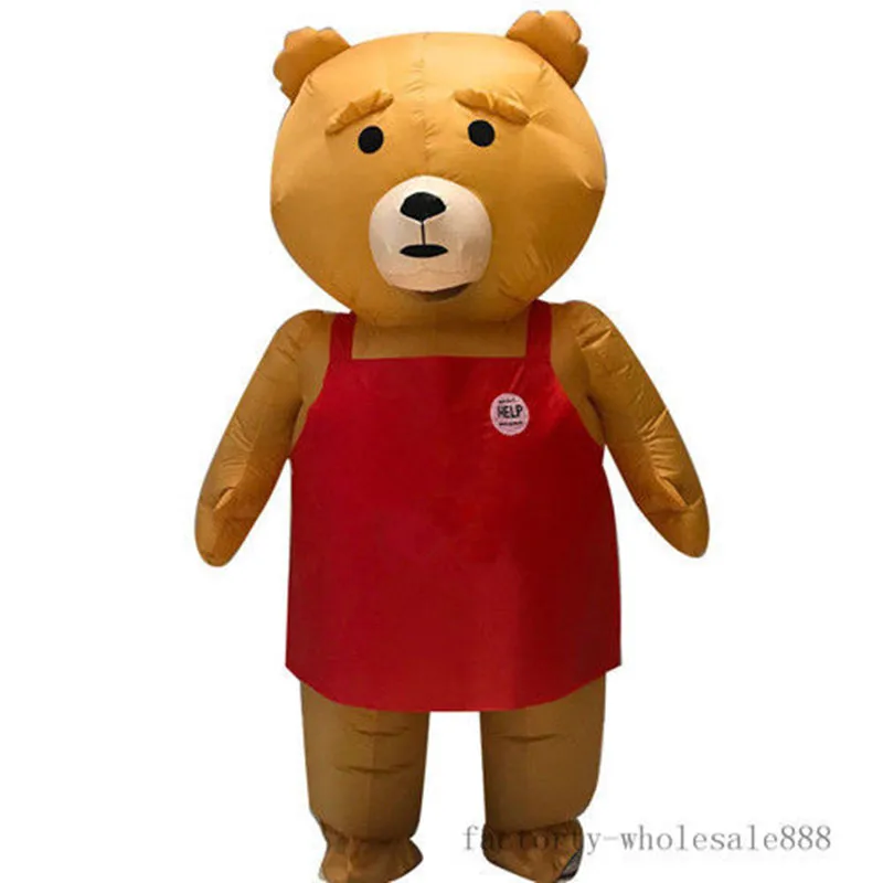 Надувной мужской костюм талисмана с коричневым медведем вечерние костюмы на