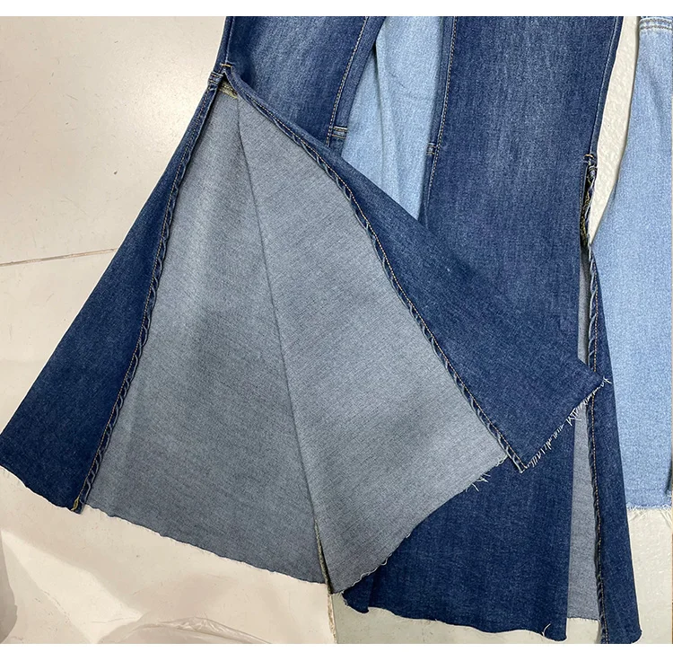 

2021 Spring Women's Long Denim Flare Pants Clothes Split Bell-Bottoms Slim Jeans Women's Pantalones High Waist Ripped Trousers