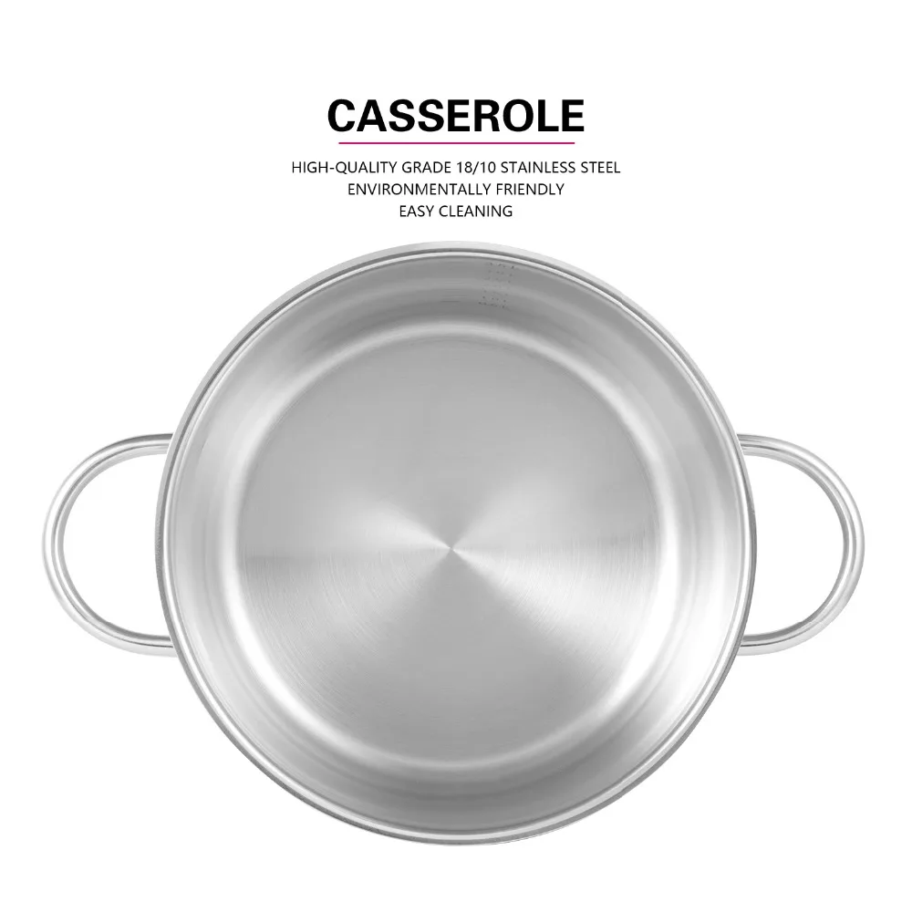 Кастрюля с стеклянной крышкой индукционный горшок из нержавеющей стали