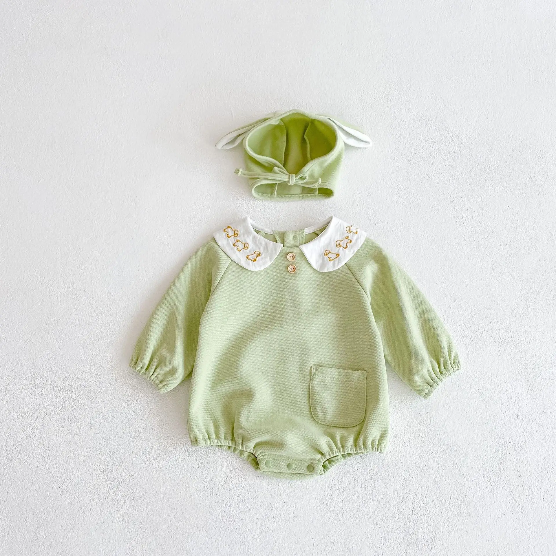 

Комбинезоны с длинным рукавом для новорожденных мальчиков и девочек, Зеленые Боди, топы на осень и зиму, хлопковые комбинезоны для малышей и...