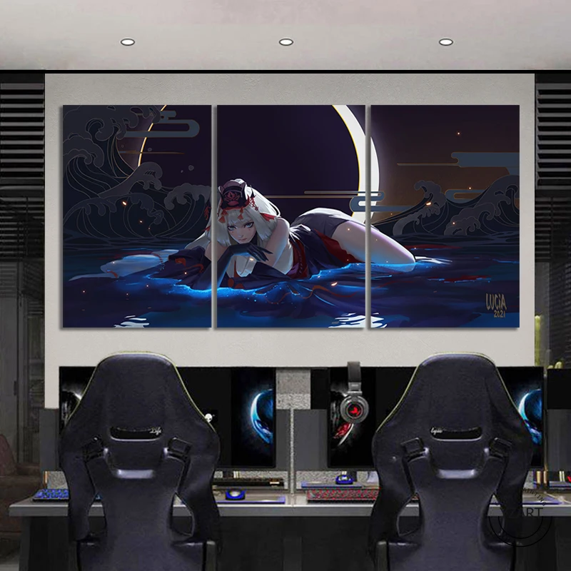 

Lucia Hsiang Onmyoji Video Games Poster 5/3 Piece Unframed Canvas Painting for Wall Decor Game Art Internet Cafe Mural Gift