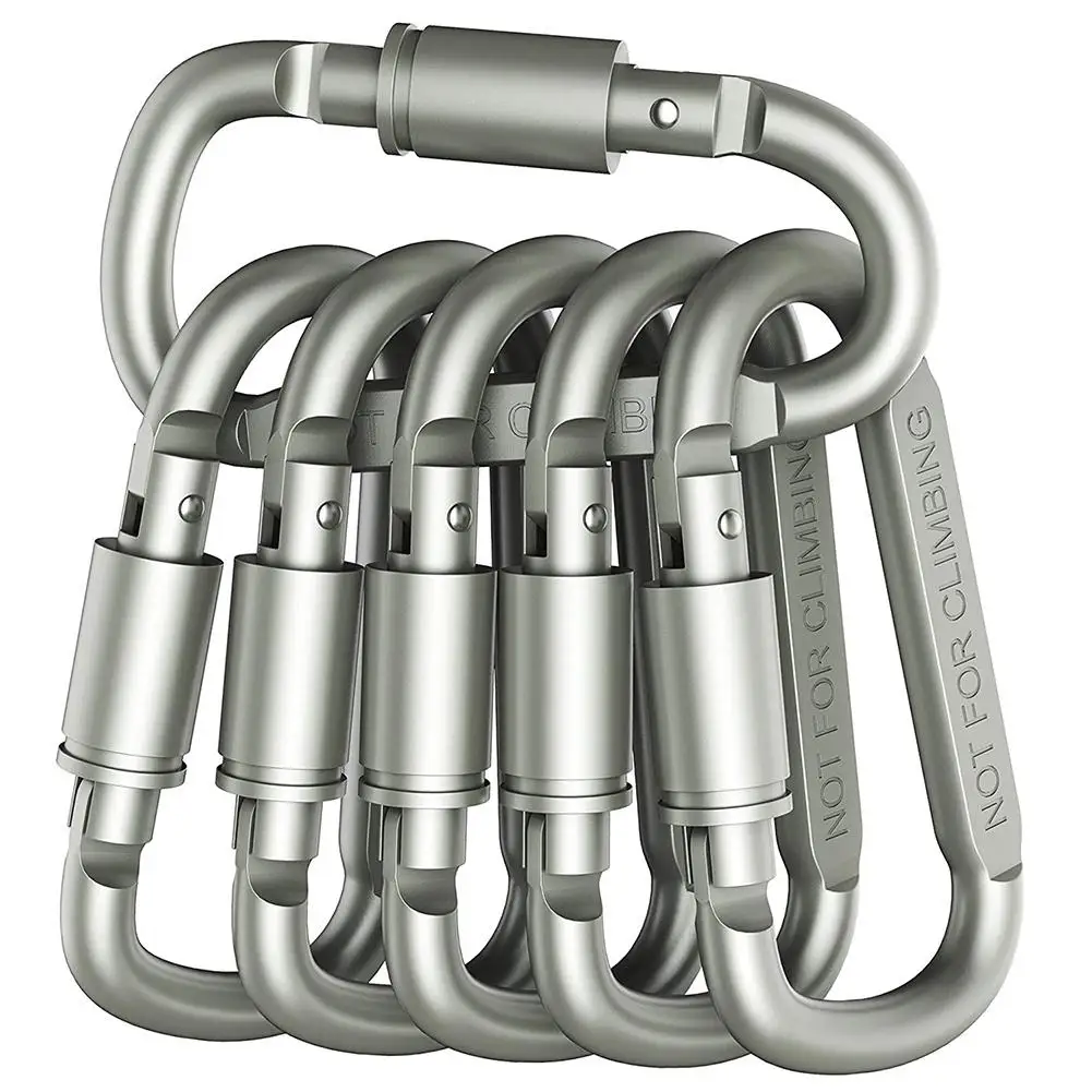 

6pcs Aluminum Alloy Carabiner Keychain Waterproof Wear Resistant and High Strength Outdoor Hiking Climbing D-ring Buckle