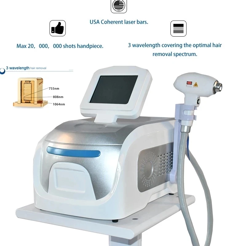 

2021Portable 755+808nm Price 800w 755 808 1064 Permanent Diode Laser Alexandrite Hair Removal Machine