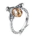 Кольцо SILVERHOO из стерлингового серебра 925 пробы с австрийским кристаллом, креативный дизайн, милое кольцо с Пчелой и животным для женщин, модные ювелирные украшения, лучшее