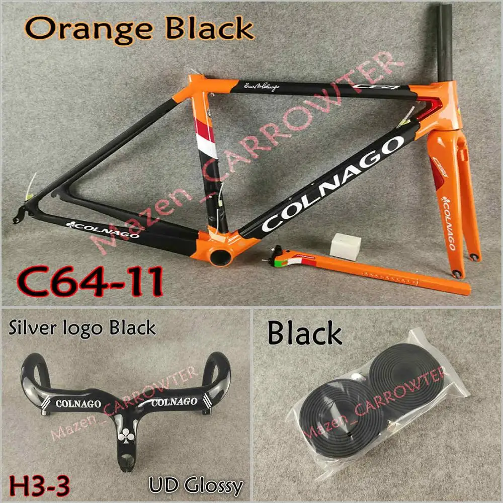 Package 5 T1100 UD МАТОВЫЕ-глянцевые оранжевые черные Colnago C64 карбоновые шоссейные рамы, седло для бутылки, клетки 50 мм карбоновые колеса UPS XDB - Цвет: Package 5