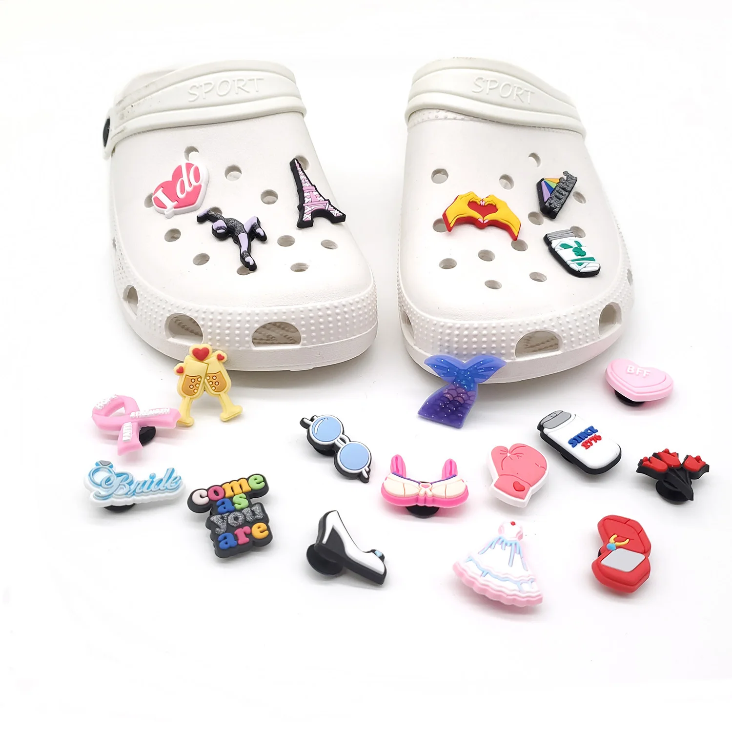 Милые Мультяшные шармы JIBZ Croc для девочек аксессуары сделай сам ПВХ бюстгальтер