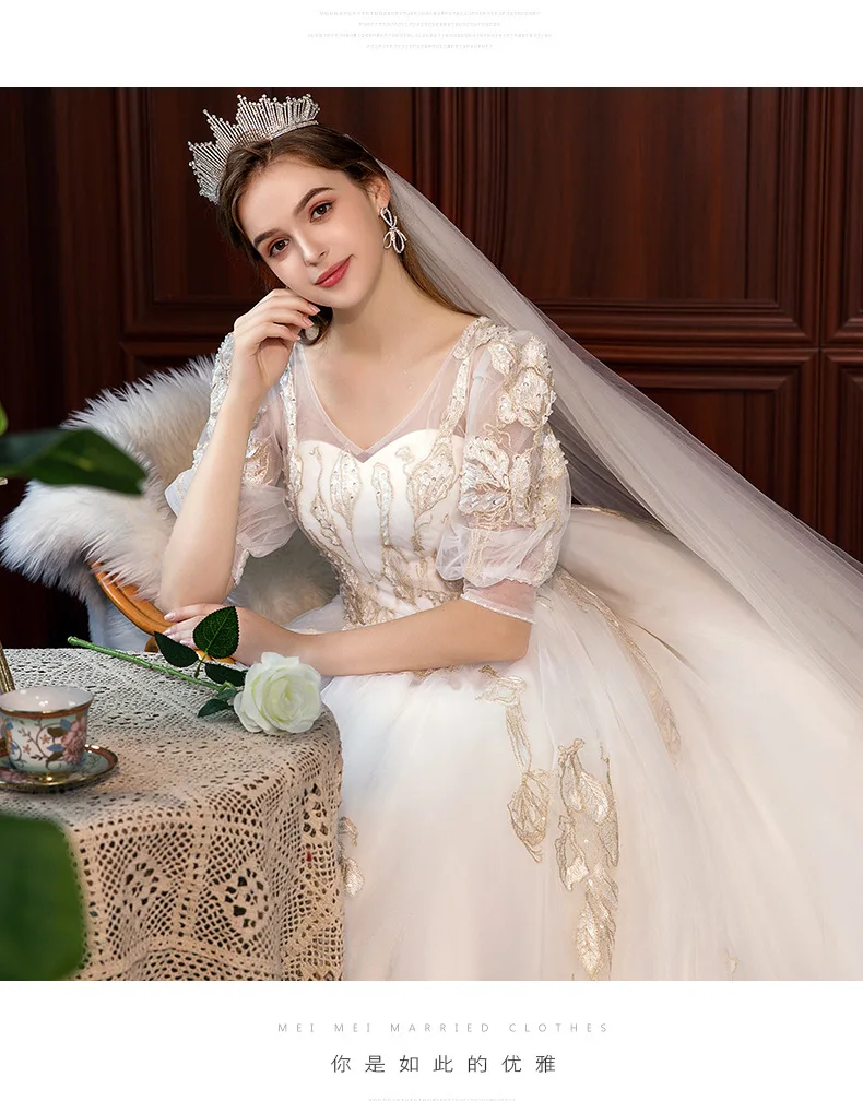 Новая кристальная белая с Коротким Рукавом Кружевная Нижняя винтажная свадебная одежда для невест Повседневное платье