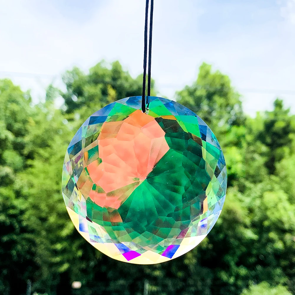 

75mm AB Color Aurora Chandelier Parts Suncatcher Crystal Prisms Faceted Lucky Rainbow Crystal Hanging Pendant Home Window Decor