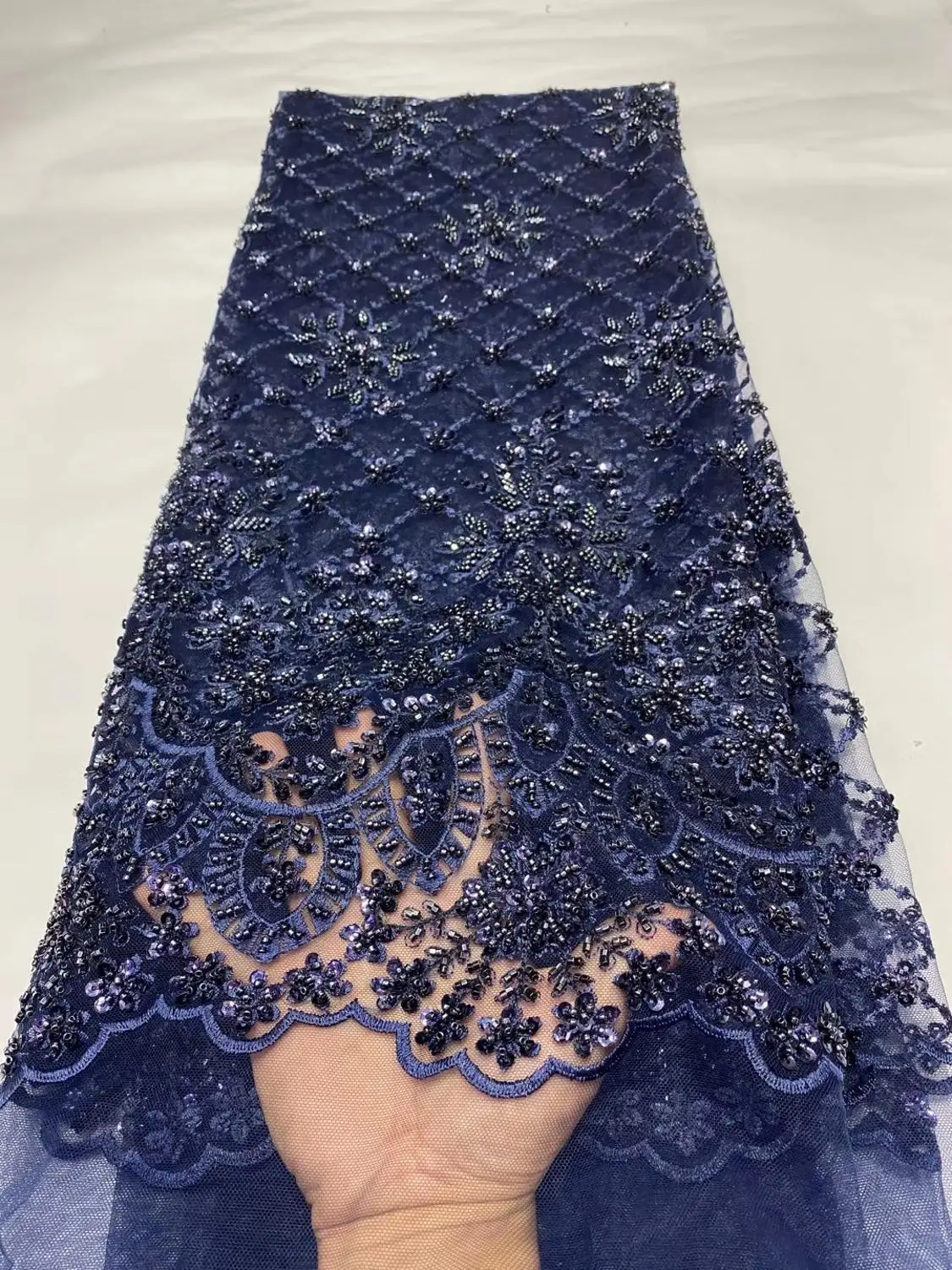 

2020 beads tube Embroidered African French Lace Fabric good quality African French Net tulle Lace Fabric DPMAY144