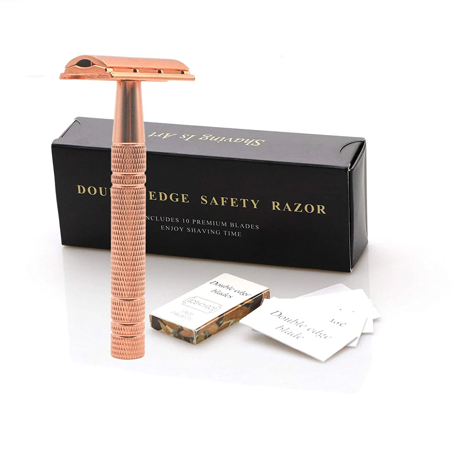 

Rose Gold Double-Edged Safety And Environmental Protection Razor Is The Best Gift For Lovers, With 5 Blades And A Small Brush