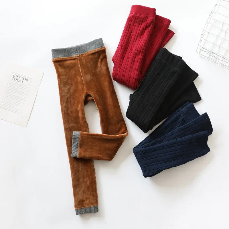 Леггинсы для девочек осенне зимние Бархатные узкие брюки с эластичной резинкой