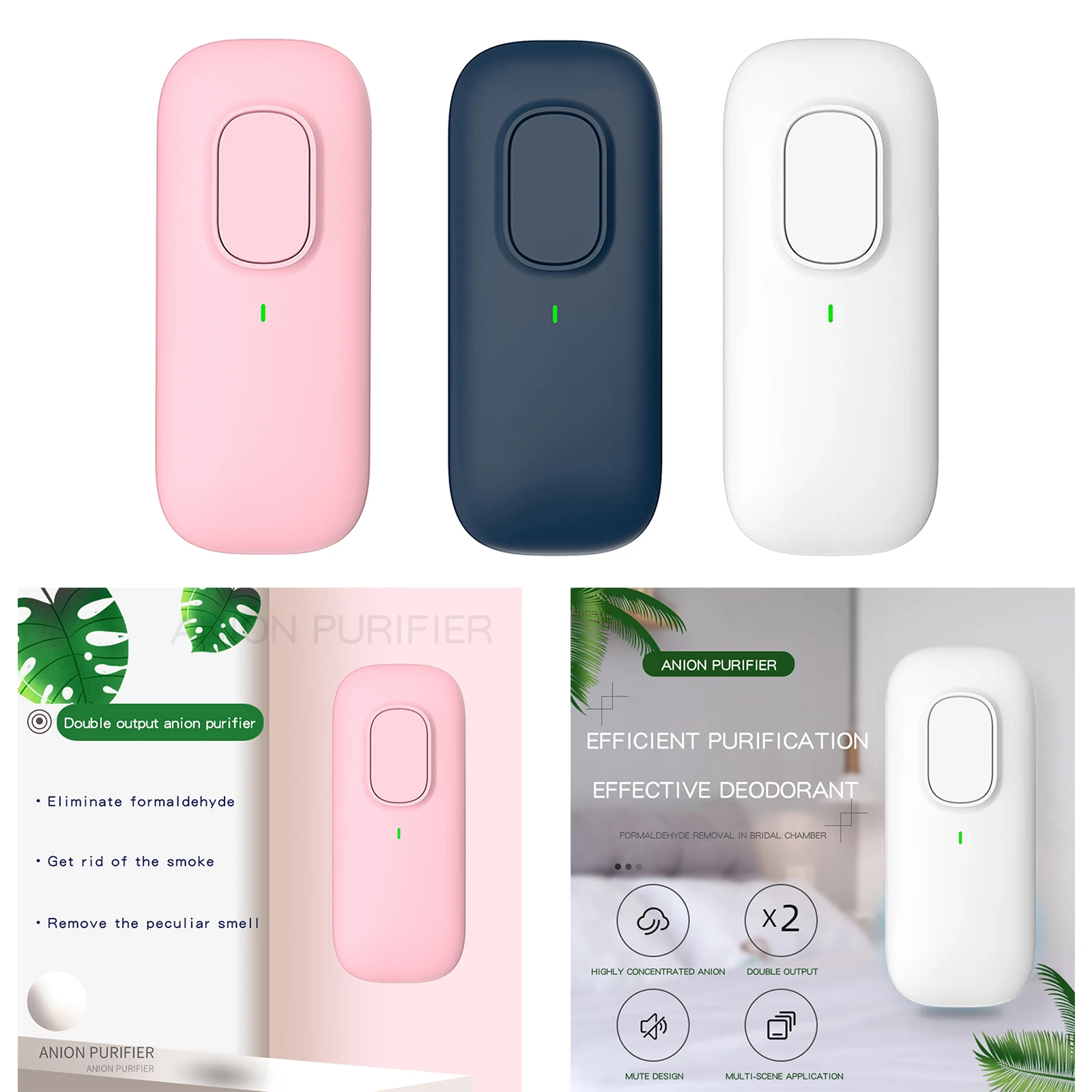 

Portable Odor Negative Ion Air Purifiers Plug In for Home Ionizer Remove Pet Toilet Smell Kitchen